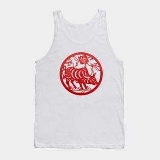 Chinese Zodiac Ox in Red Tank Top